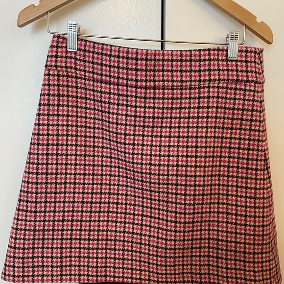 J Crew Pink Houndstooth Wool Skirt Size 4 - Picture 3 of 3